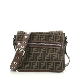 Fendi Vintage Flap Messenger Bag Zucca Canvas Small