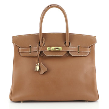 Hermes Birkin Handbag Brown Courchevel with Gold Hardware 35