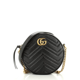 Gucci GG Marmont Round Shoulder Bag Matelasse Leather Mini