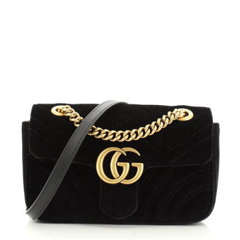 Gucci GG Marmont Flap Bag Matelasse Velvet Small