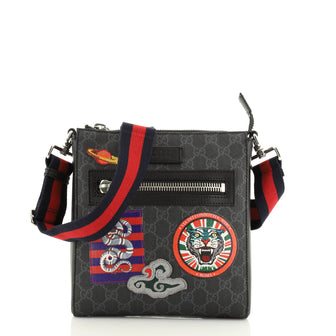 Gucci Night Courrier Zip Messenger GG Coated Canvas with Applique Small
