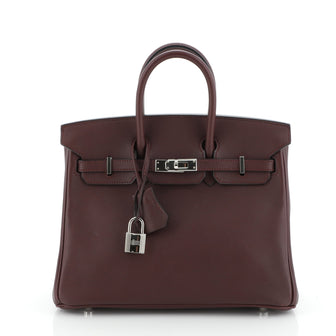 Hermes Birkin Handbag Purple Swift with Palladium Hardware 25