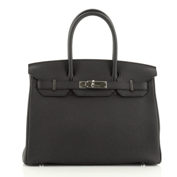 Hermes Birkin Handbag Black Togo with Palladium Hardware 30