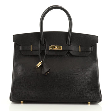 Hermes Birkin Handbag Black Ardennes with Gold Hardware 35