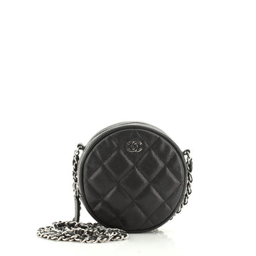 Chanel Round Clutch with Chain Quilted Caviar Mini