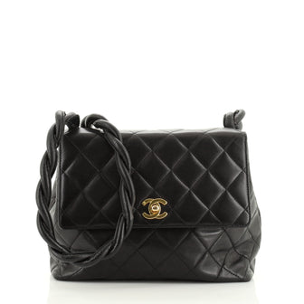 Chanel Vintage Braided Handle Flap Shoulder Bag Quilted Lambskin Medium
