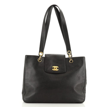 Chanel Vintage Chain Tote Quilted Caviar Small