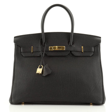 Hermes Birkin Handbag Black Togo with Gold Hardware 35