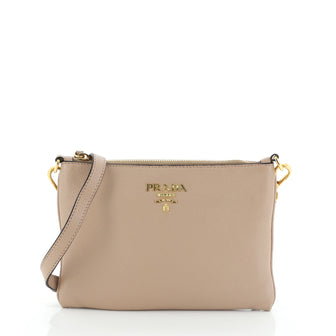 Prada Flat Zip Crossbody Bag Vitello Daino Mini