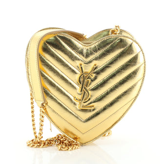 Saint Laurent Love Heart Chain Bag Matelasse Chevron Leather Small