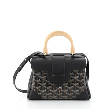 Goyard Saigon Top Handle Bag Coated Canvas with Leather Mini