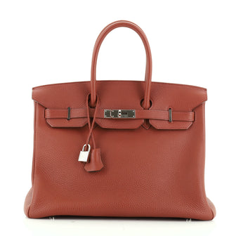 Hermes Birkin Handbag Bicolor Togo with Palladium Hardware 35