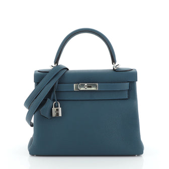 Kelly Handbag Colvert Clemence with Palladium Hardware 28