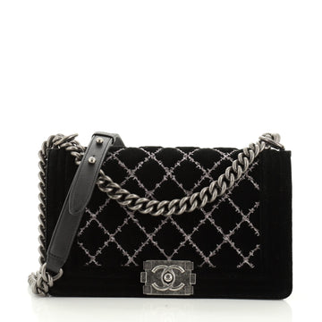 Chanel Boy Flap Bag Quilted Velvet Old Medium