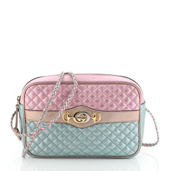 Gucci Trapuntata Camera Bag Quilted Laminated Leather Medium