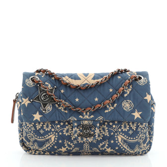 Paris-Dallas Bandana Flap Bag Quilted Canvas Medium