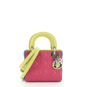 Christian Dior Tricolor Lady Dior Bag Cannage Quilt Leather Mini