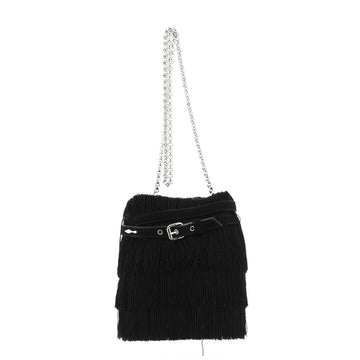 Belted Fringe Bucket Bag Suede Small