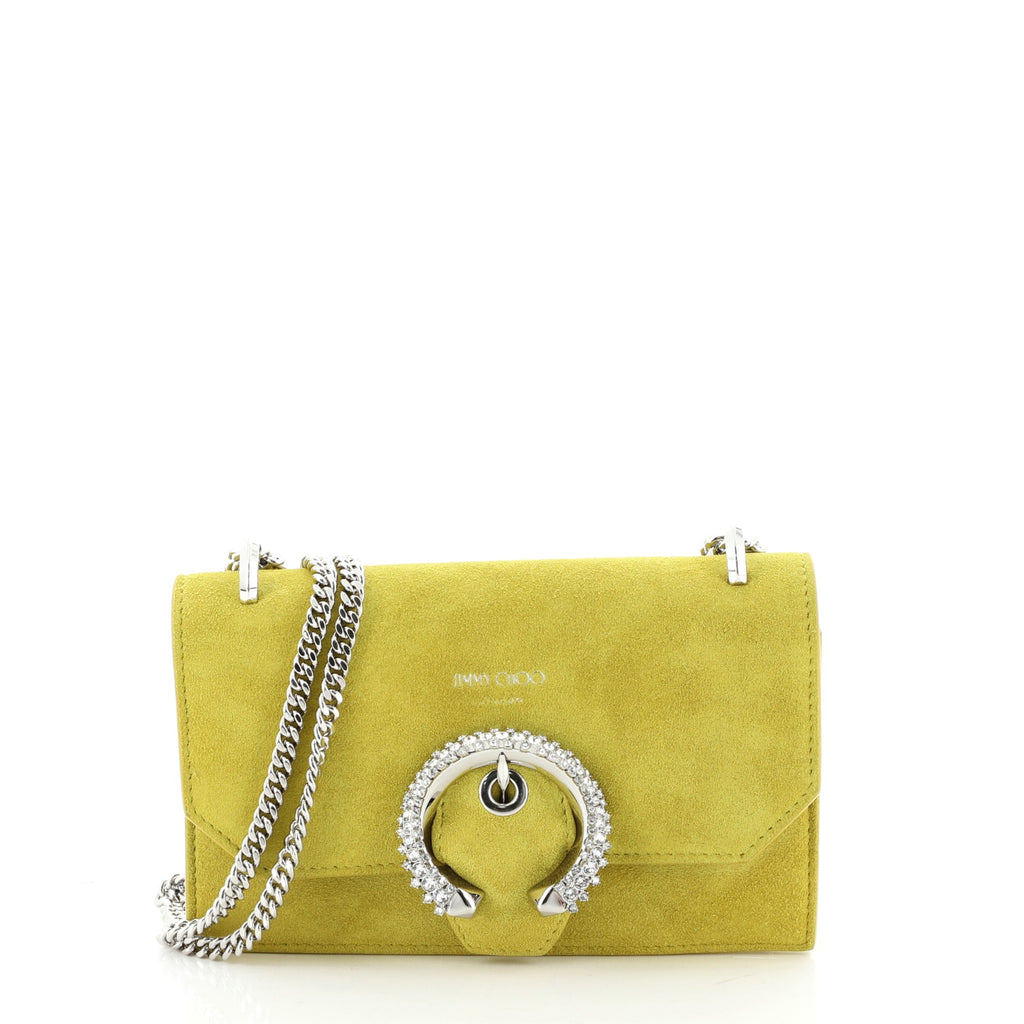 Jimmy Choo Paris Crossbody Bag Suede with Crystals Mini Yellow 5120114