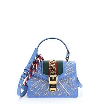 Gucci Sylvie Top Handle Bag Crystal Embellished Satin Mini