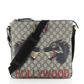 Gucci Flat Messenger Bag Printed GG Coated Canvas Medium