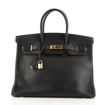 Hermes Birkin Handbag Black Ardennes with Gold Hardware 35