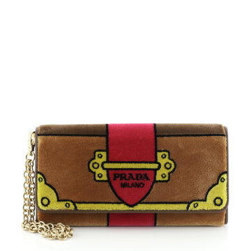 Prada Cahier Wristlet Flap Wallet Printed Velvet 