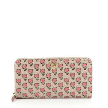Prada Zip Around Wallet Printed Saffiano Long
