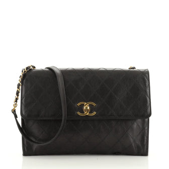 Vintage Diamond Stitch Flap Bag Quilted Lambskin Large