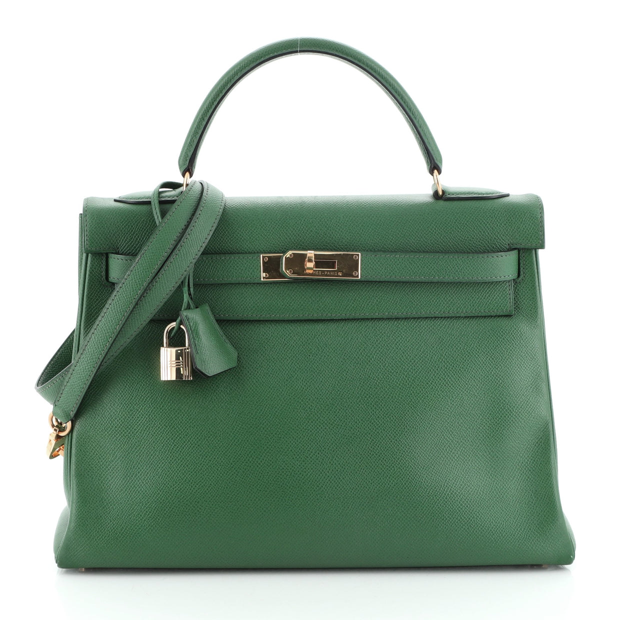 Hermes Kelly Handbag Green Courchevel with Gold Hardware 32 Green 5127352