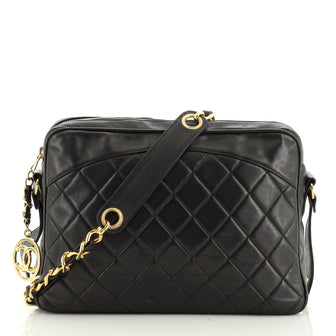 Vintage Diamond CC Slit Pocket Camera Bag Quilted Leather Medium