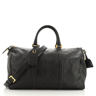 Chanel Vintage Diamond Stitch Boston Bag Quilted Lambskin Large