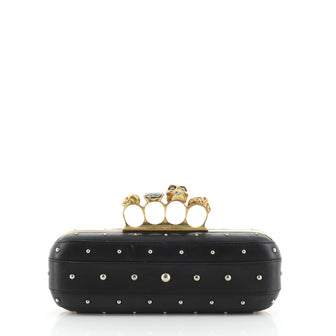 Alexander McQueen Knuckle Box Clutch Studded Leather Long