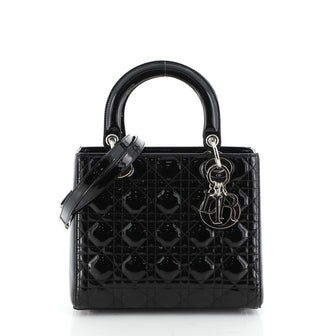 Lady Dior Bag Cannage Quilt Patent Medium