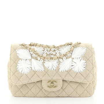 Country Coco Flap Bag Floral Embroidered Quilted Raffia Jumbo