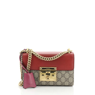 Gucci Padlock Shoulder Bag GG Coated Canvas and Leather Small