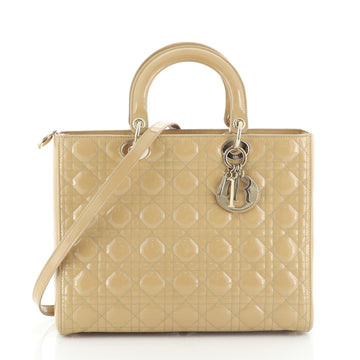 Christian Dior Lady Dior Bag Cannage Quilt Patent Large