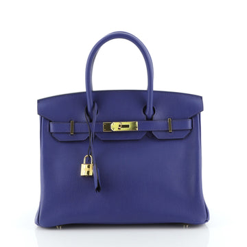 Birkin Handbag Bleu Electrique Novillo with Gold Hardware 30