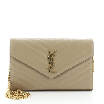 Classic Monogram Wallet on Chain Matelasse Chevron Leather Medium