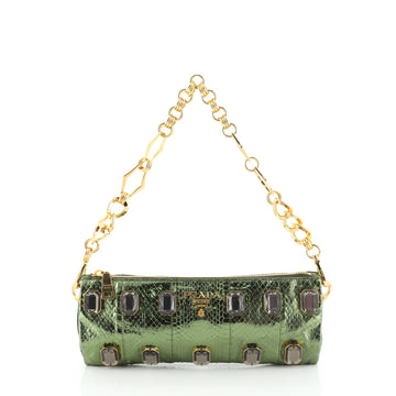 Prada Whips Pietre Shoulder Bag Embelished Snakeskin Medium