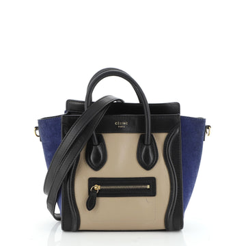 Tricolor Luggage Bag Leather Nano