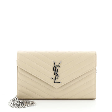 Classic Monogram Wallet on Chain Matelasse Chevron Leather Medium