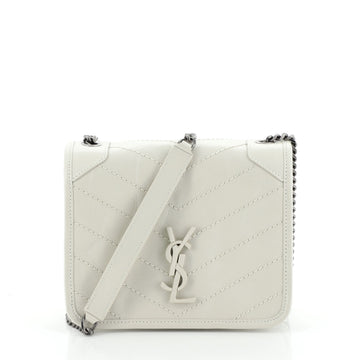 Saint Laurent Niki Chain Wallet Matelasse Chevron Leather 