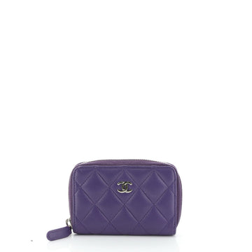 CC Zip Coin Purse Quilted Lambskin Small