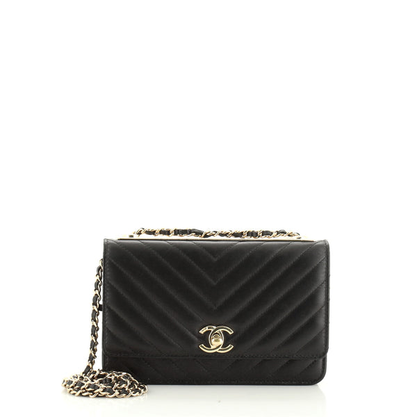 Chanel Trendy CC Wallet on Chain Chevron Lambskin Black 51536116