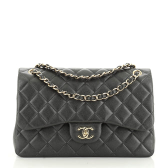 Classic Double Flap Bag Quilted Caviar Jumbo