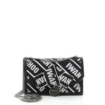 Jimmy Choo Finley Chain Wallet Printed Canvas 