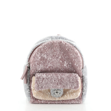 Waterfall Backpack Sequins with Leather Mini