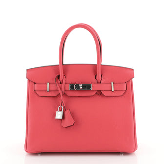 Birkin Handbag Rose Extreme Clemence with Palladium Hardware 30