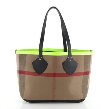 Burberry Reversible Giant Tote House Check Canvas and Leather Medium